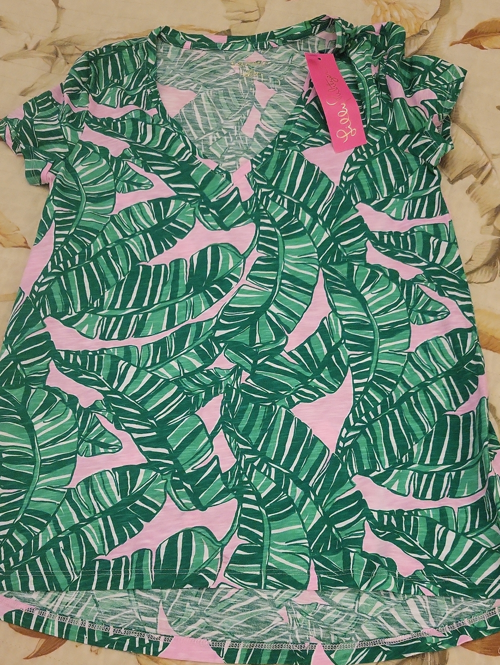 Lilly Etta Vneck Top Conch Shell Pink Lets Go Bananas